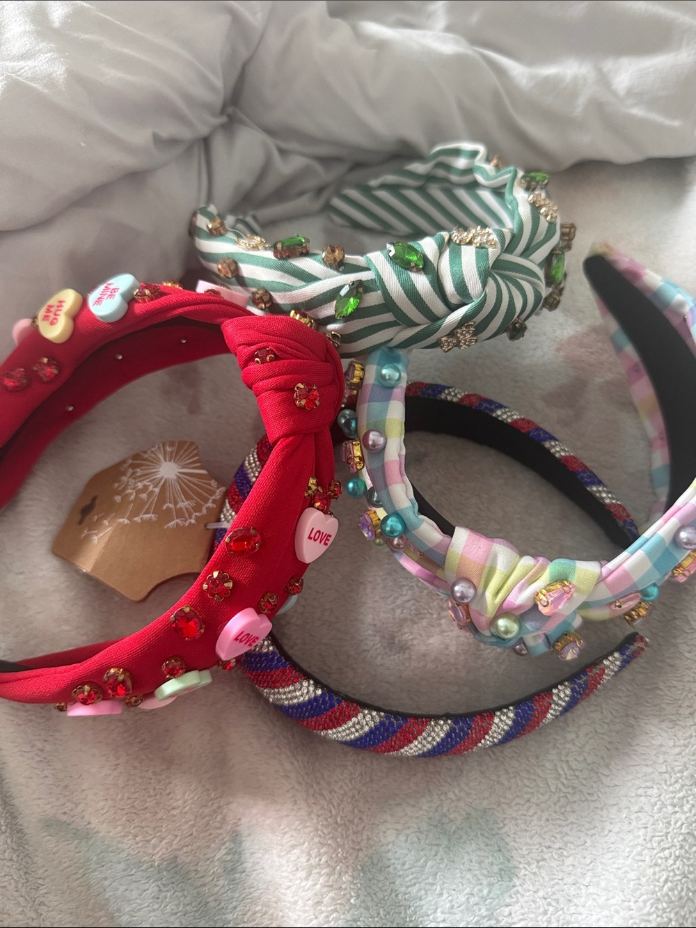 Kids Decorative Beaded Headband - Red, Green, Pastel